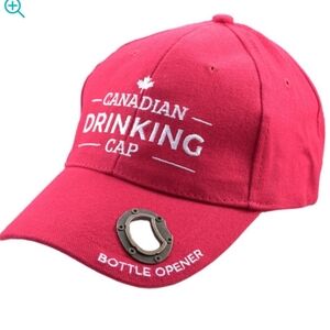 NWT Red Canadian Drinking Baseball Cap with Bottle Opener